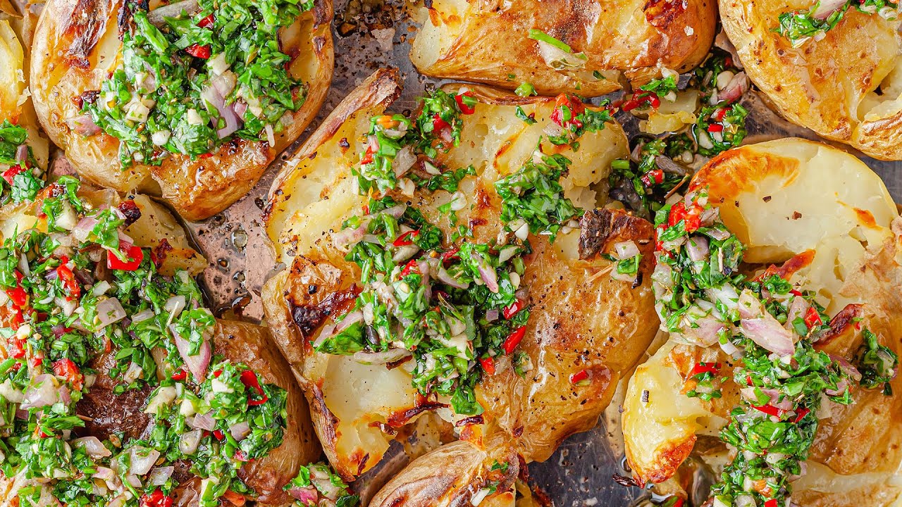 STUFFED POTATOES WITH SUCKLING PIG AND DRIED TOMATOES “CHIMICHURRI”