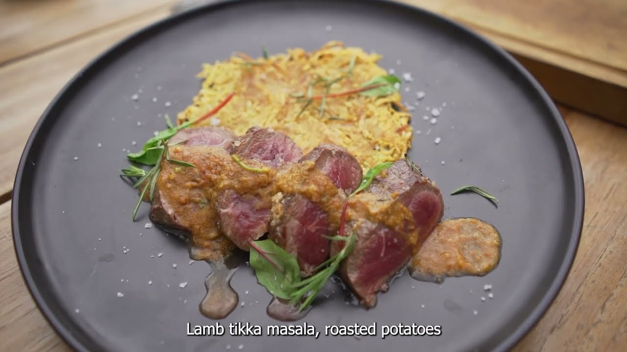 LAMB TIKKA MASALA, ROASTED POTATOES, AND BABY SORRELS