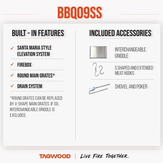 Tagwood BBQ09SS Insert-Style Argentine Parrilla Grill