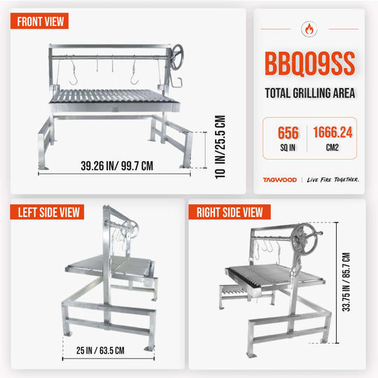 Tagwood BBQ09SS Insert-Style Argentine Parrilla Grill