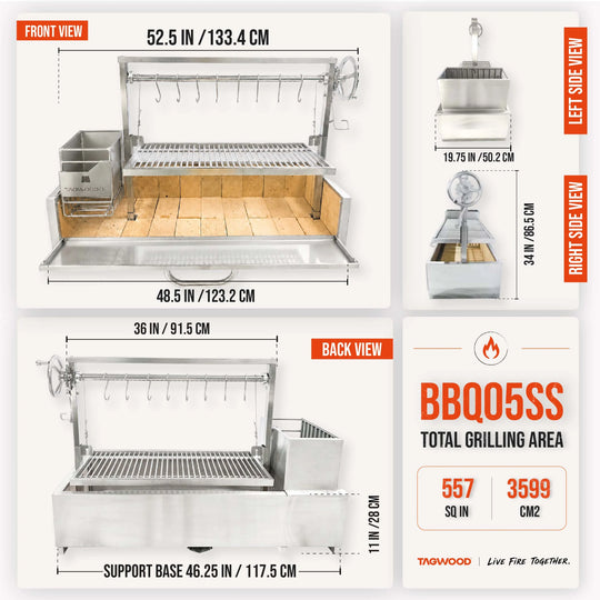 BBQ05SS Santa Maria Argentine Charcoal & Woodfired Parrilla Grill