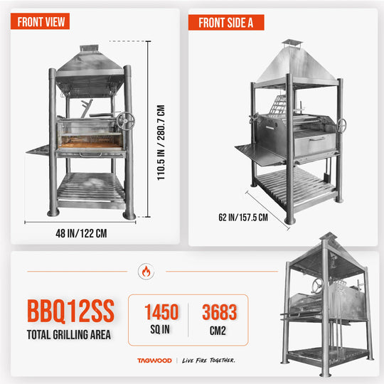 Argentine Charcoal & Woodfired Parrilla Grill | BBQ12SS