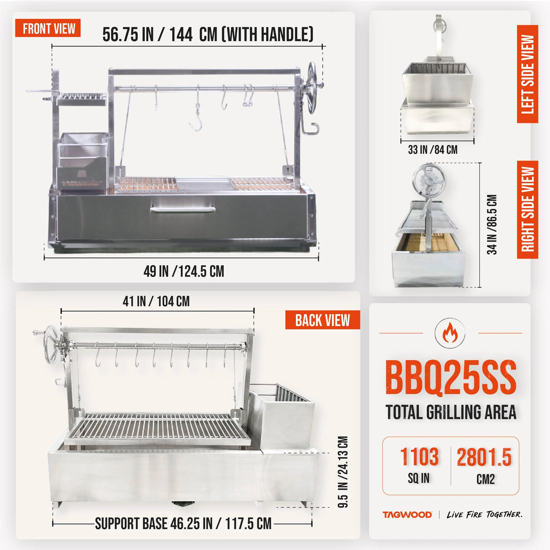 Argentine Charcoal & Woodfired Built-In Parrilla Grill | BBQ25SS